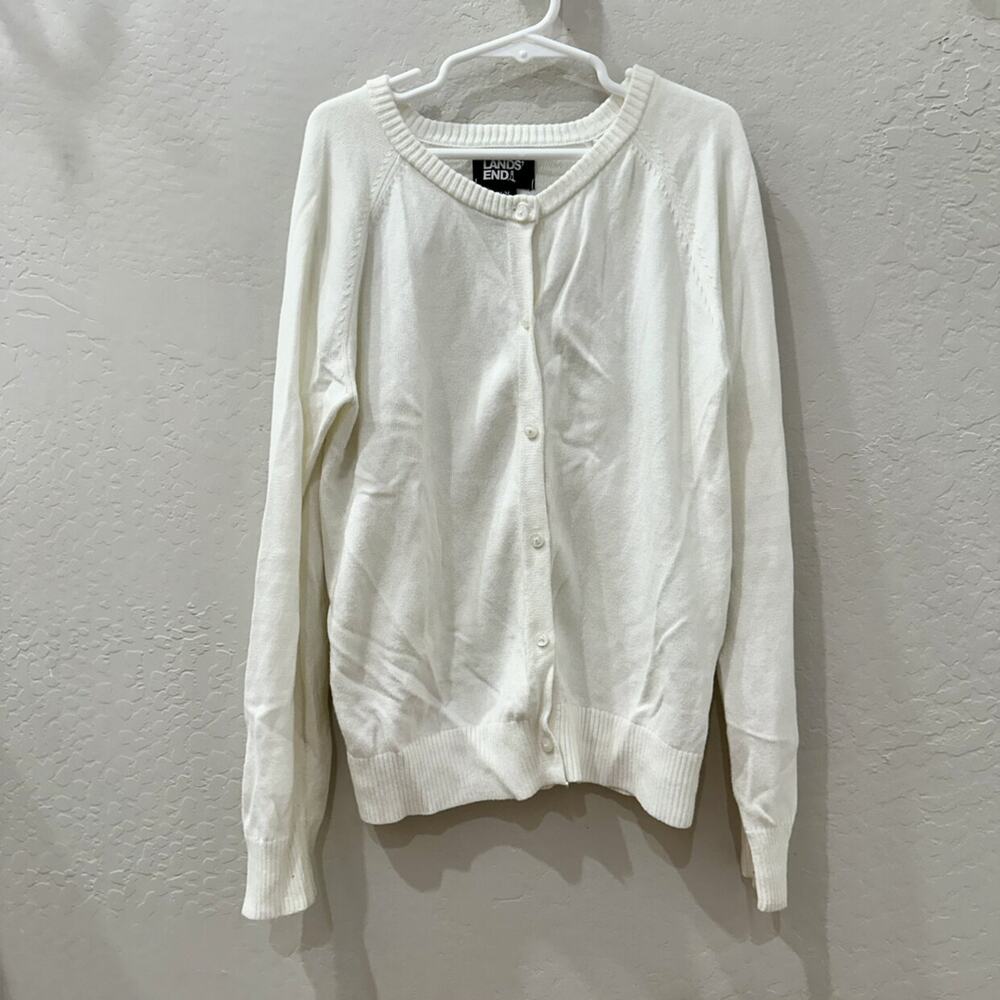 Lands End Creamy white Cardigan Sweater